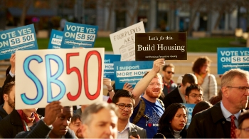 People protesting for SB 50