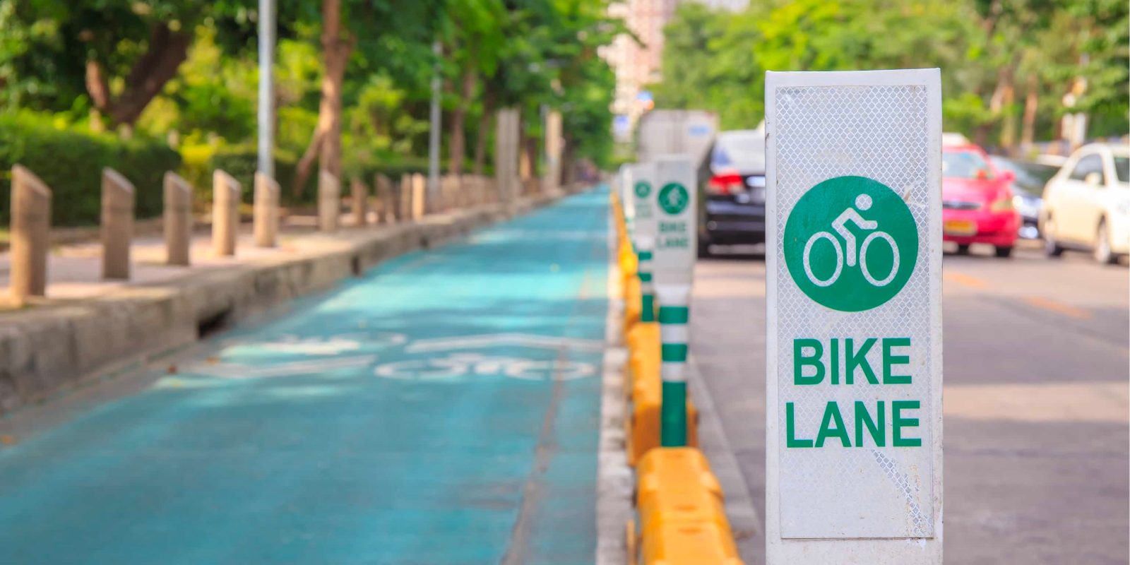 photo of a bike lane and sign